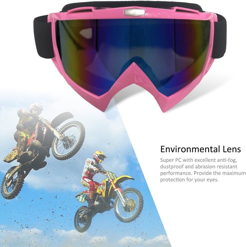 4-FQ Pink Motorcycle Goggles - Windproof, Dustproof, Anti-Scratch, Protective Powersport Goggles for Motocross, Dirt Bike, ATV, Offroad, Skiing - Image 5